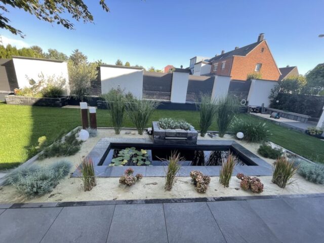 Keramik Teich Gartengestaltung Terrassenbau Teichbau Wasserbecken Keramikplatten Feinsteinzeugplatten Garten- und Landschaftsbau Duisburg